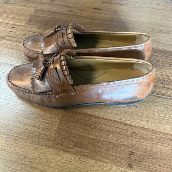 JOHNSTON & MURPHY KILTIE TASSEL LOAFERS – LIGHT BROWN LEATHER - SZ 12